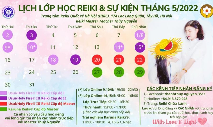 Lớp học Reiki và sự kiện tháng 5/2022